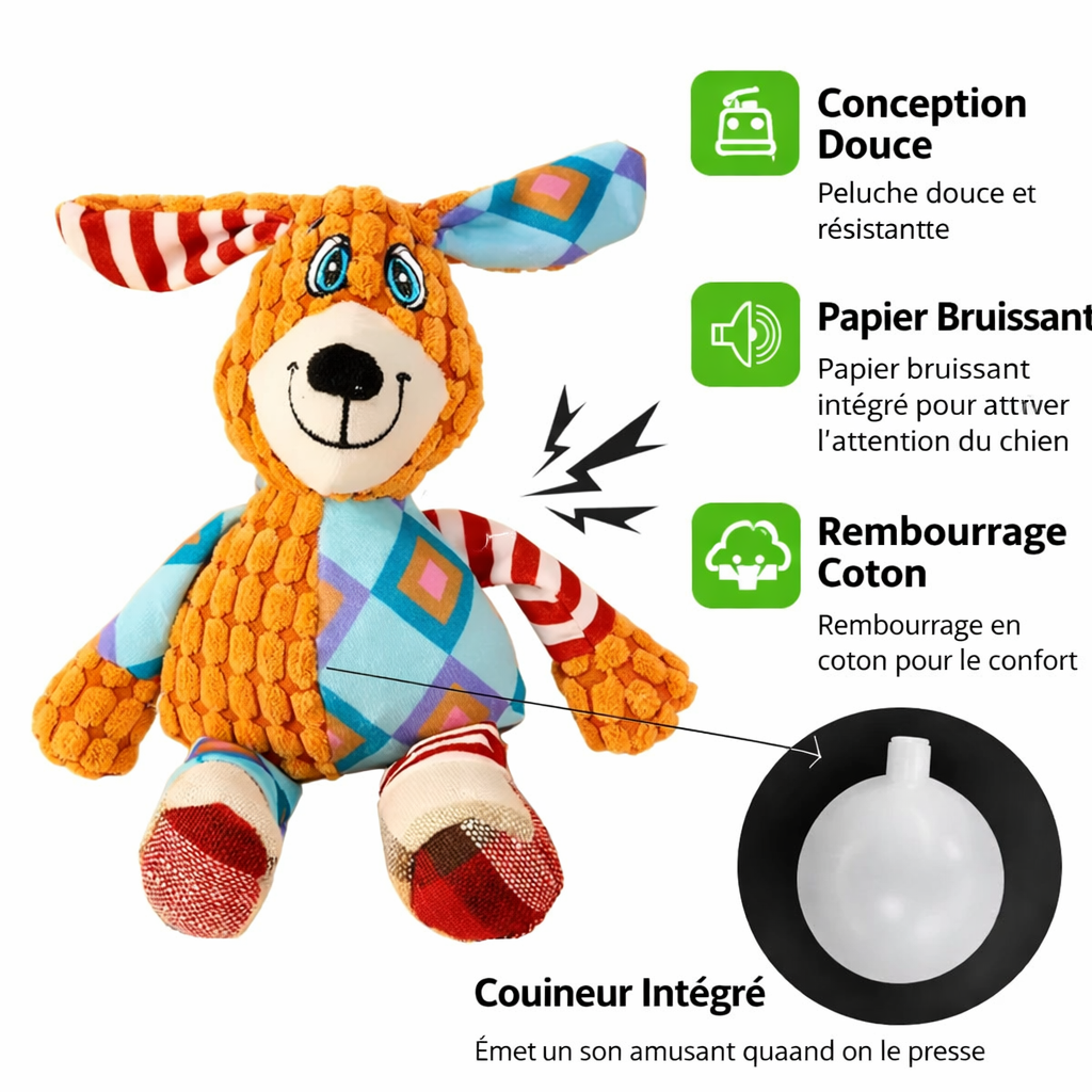 Jouet Peluche Résistant pour Chien et Chat – Couineur Interactif & Nettoyage Dentaire