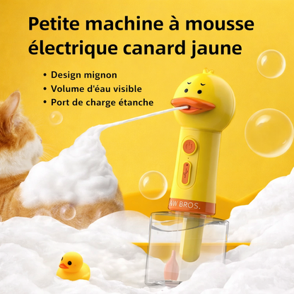 Distributeur de Mousse Électrique pour Animaux – Canard Jaune Rechargeable