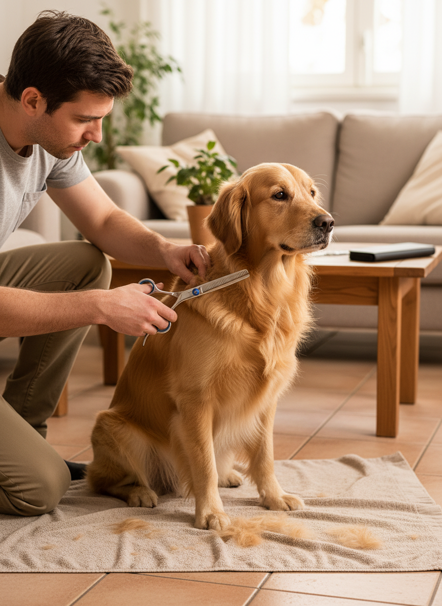 Set de Ciseaux de Toilettage pour Chats et Chiens – Acier Inoxydable, Bout Rond Sécurisé, Effileurs + Peigne Inclus