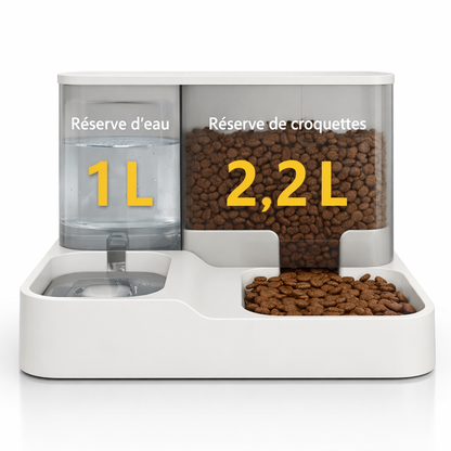 Distributeur 2-en-1 pour Chien – Mangeoire & Fontaine 2,2 L