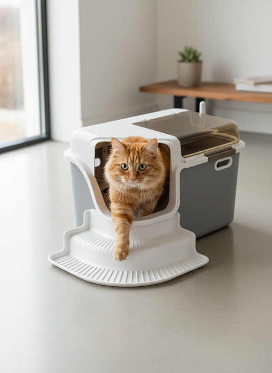 Litière Fermée Spacieuse pour Chat – Entrée Couloir