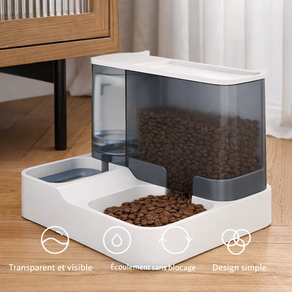 Distributeur 2-en-1 pour Chien – Mangeoire & Fontaine 2,2 L