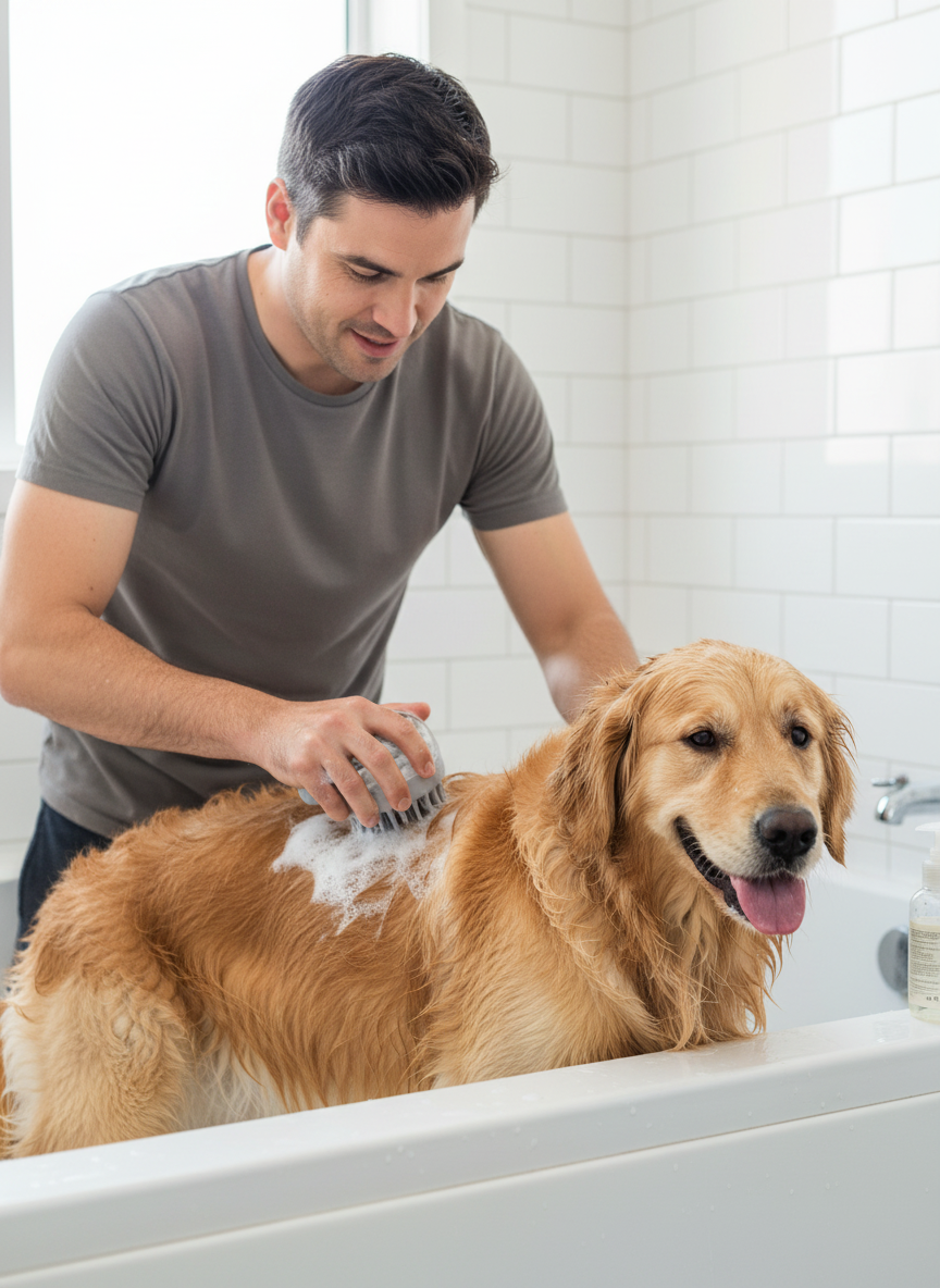 Brosse de Bain Silicone pour Animaux – Distributeur & Massage