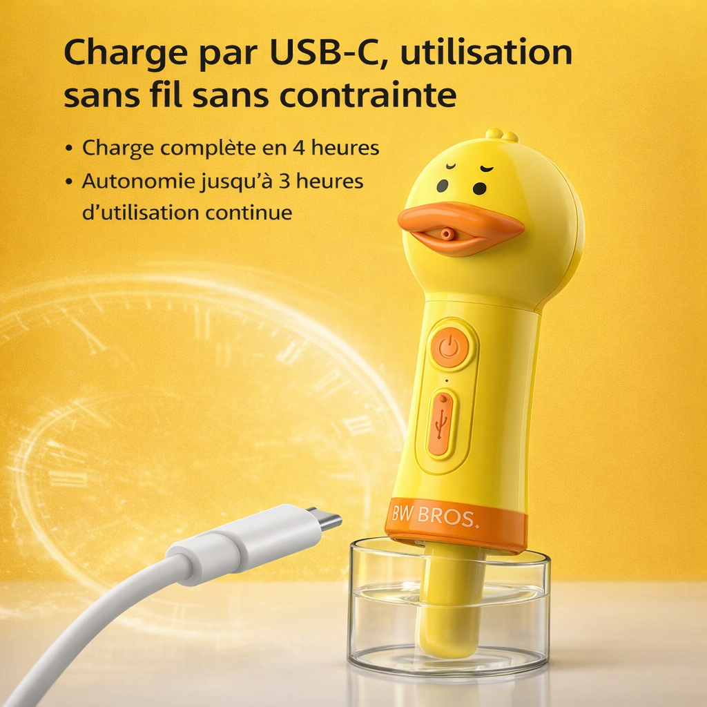 Distributeur de Mousse Électrique pour Animaux – Canard Jaune Rechargeable
