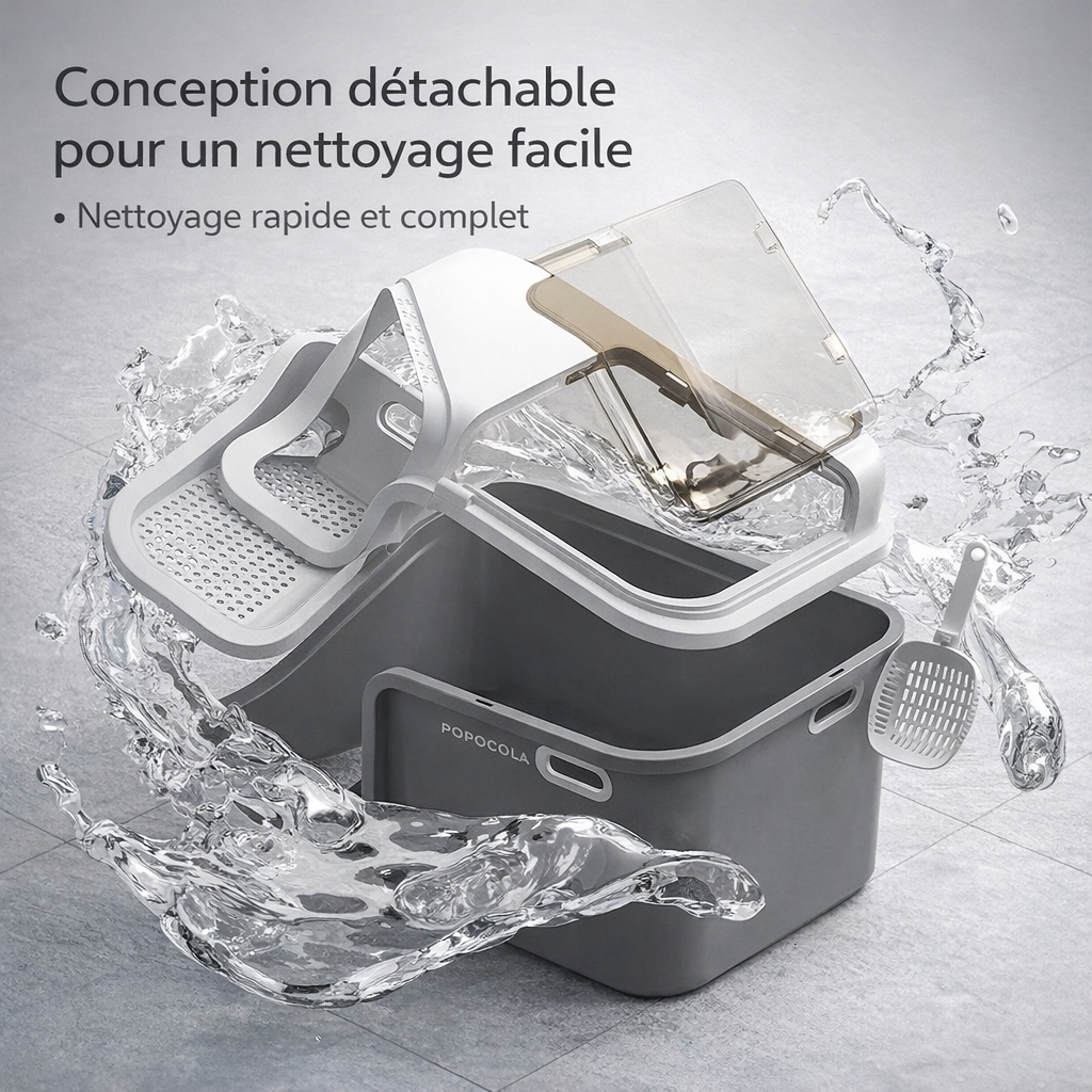 Litière Fermée Spacieuse pour Chat – Entrée Couloir