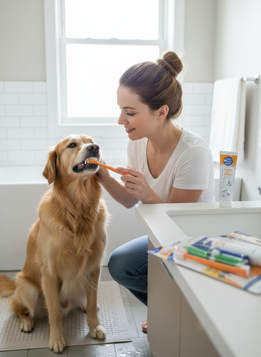 Kit Dentaire pour Animaux – Brosse à Dents & Dentifrice Anti-Tartre