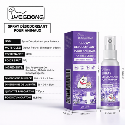 Spray Anti-Odeurs Chien & Chat – 50 ml