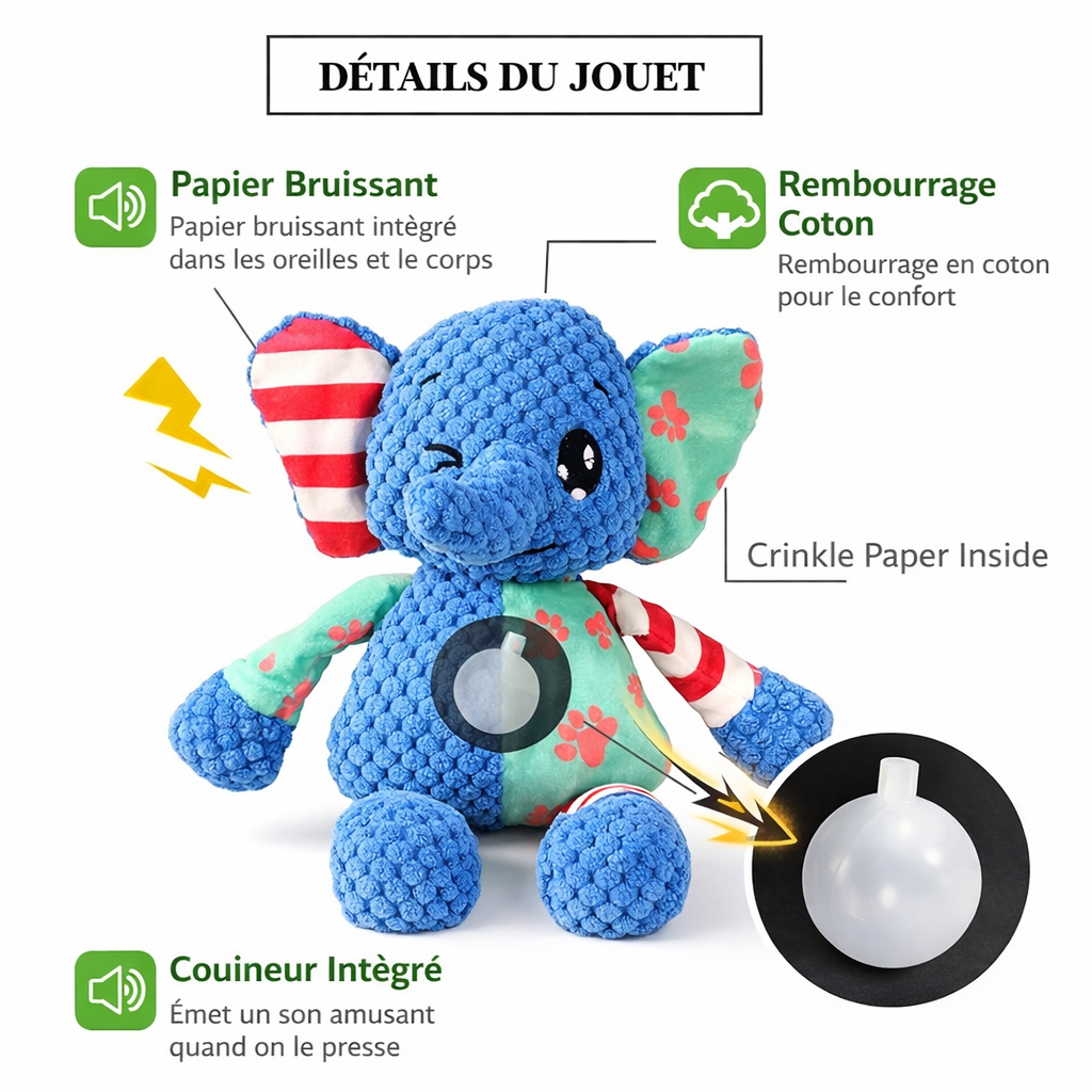 Jouet Peluche Résistant pour Chien et Chat – Couineur Interactif & Nettoyage Dentaire