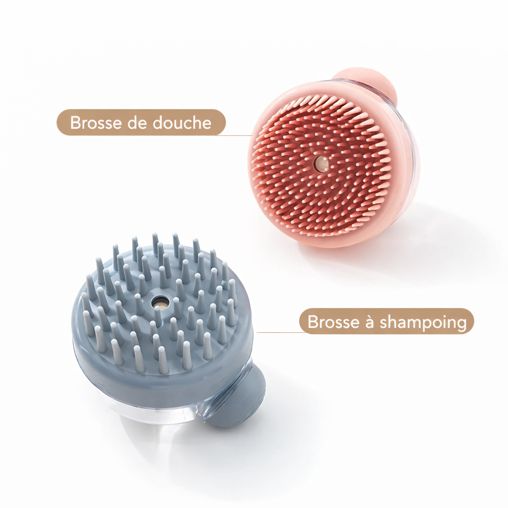 Brosse de Bain Silicone pour Animaux – Distributeur & Massage
