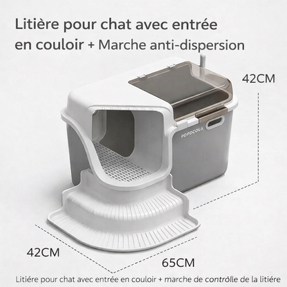 Litière Fermée Spacieuse pour Chat – Entrée Couloir