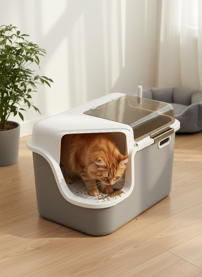 Litière Fermée Spacieuse pour Chat – Entrée Couloir