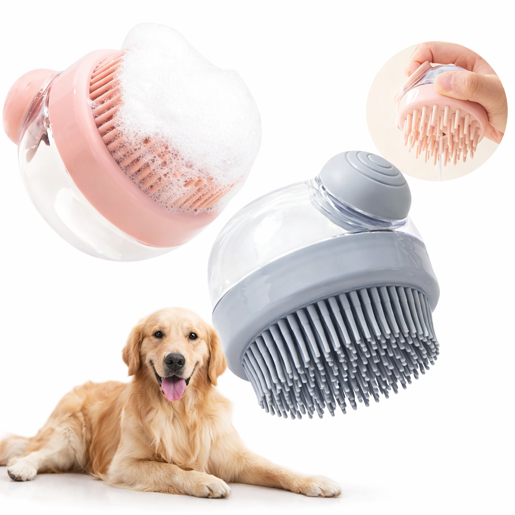 Brosse de Bain Silicone pour Animaux – Distributeur & Massage