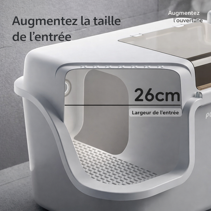 Litière Fermée Spacieuse pour Chat – Entrée Couloir