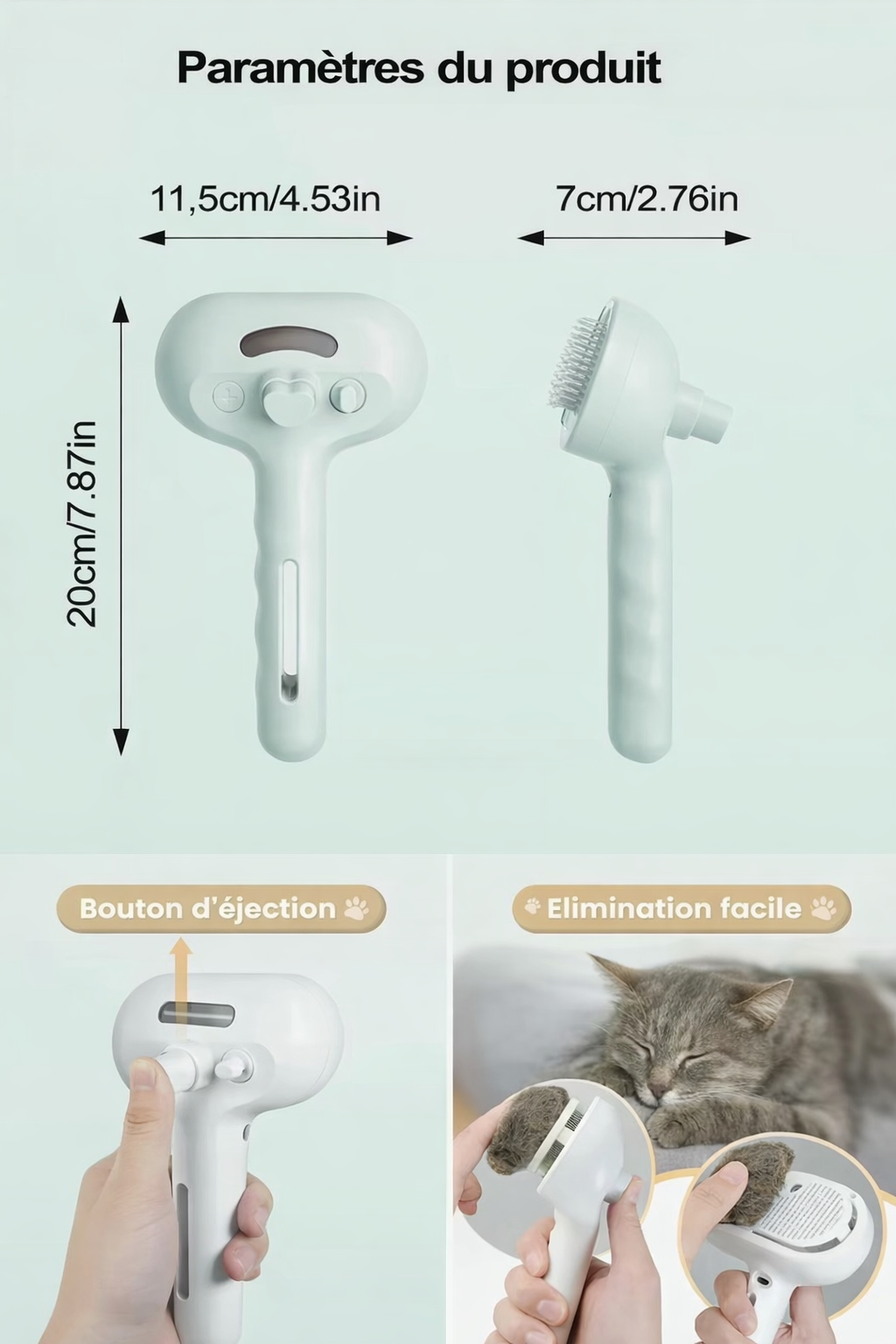 Peigne Vapeur Massage Anti-Poils – Brosse Douce & Rechargeable USB