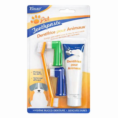 Kit Dentaire pour Animaux – Brosse à Dents & Dentifrice Anti-Tartre